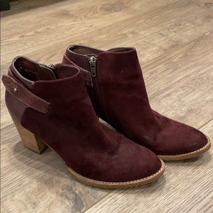 Burgundy Heeled Zip Booties